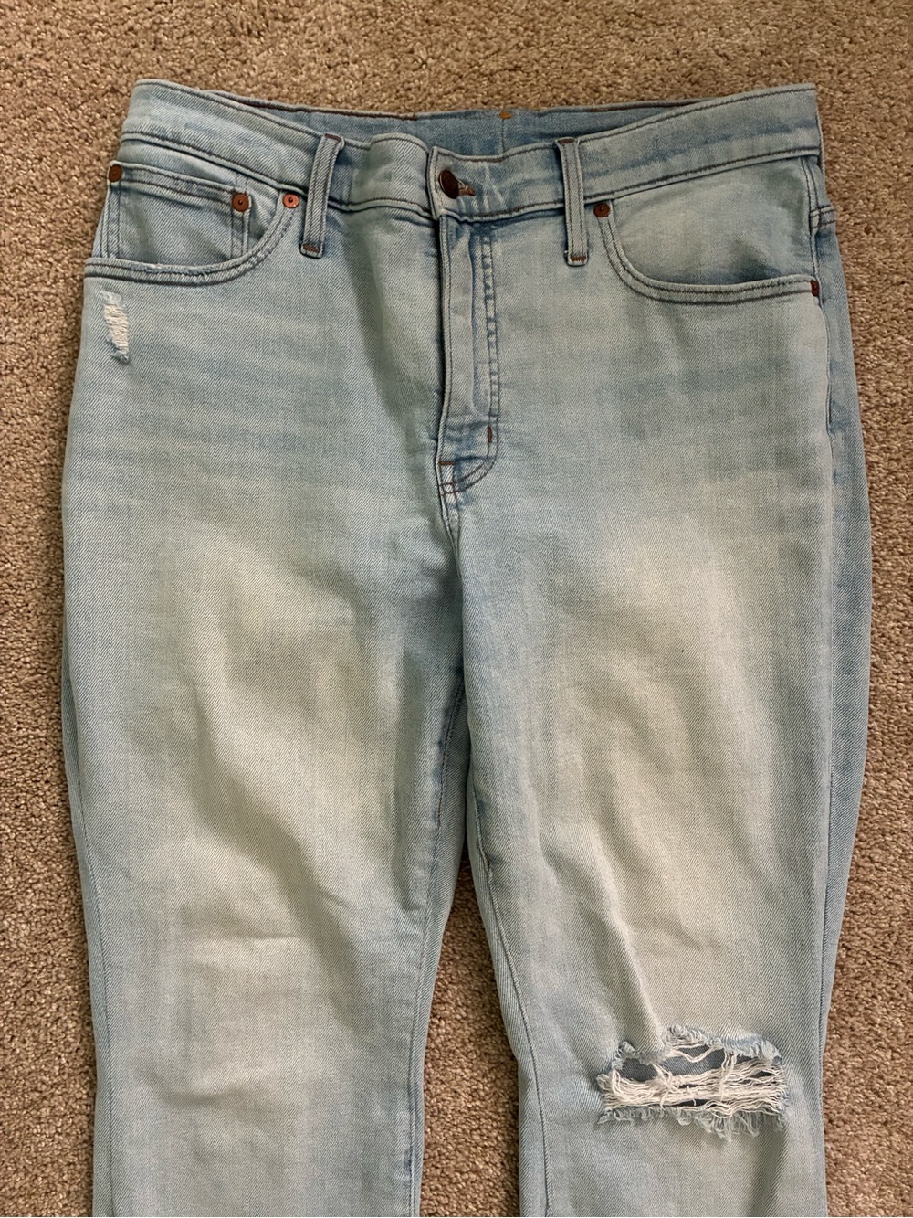 Madewell Light Blue Mid-Ride Classic Distressed Straight Leg Jeans - Picture 2 of 4